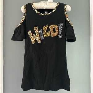 Disney’s Animal Kingdom “Wild!” Graphic Cold Shoulder Top.